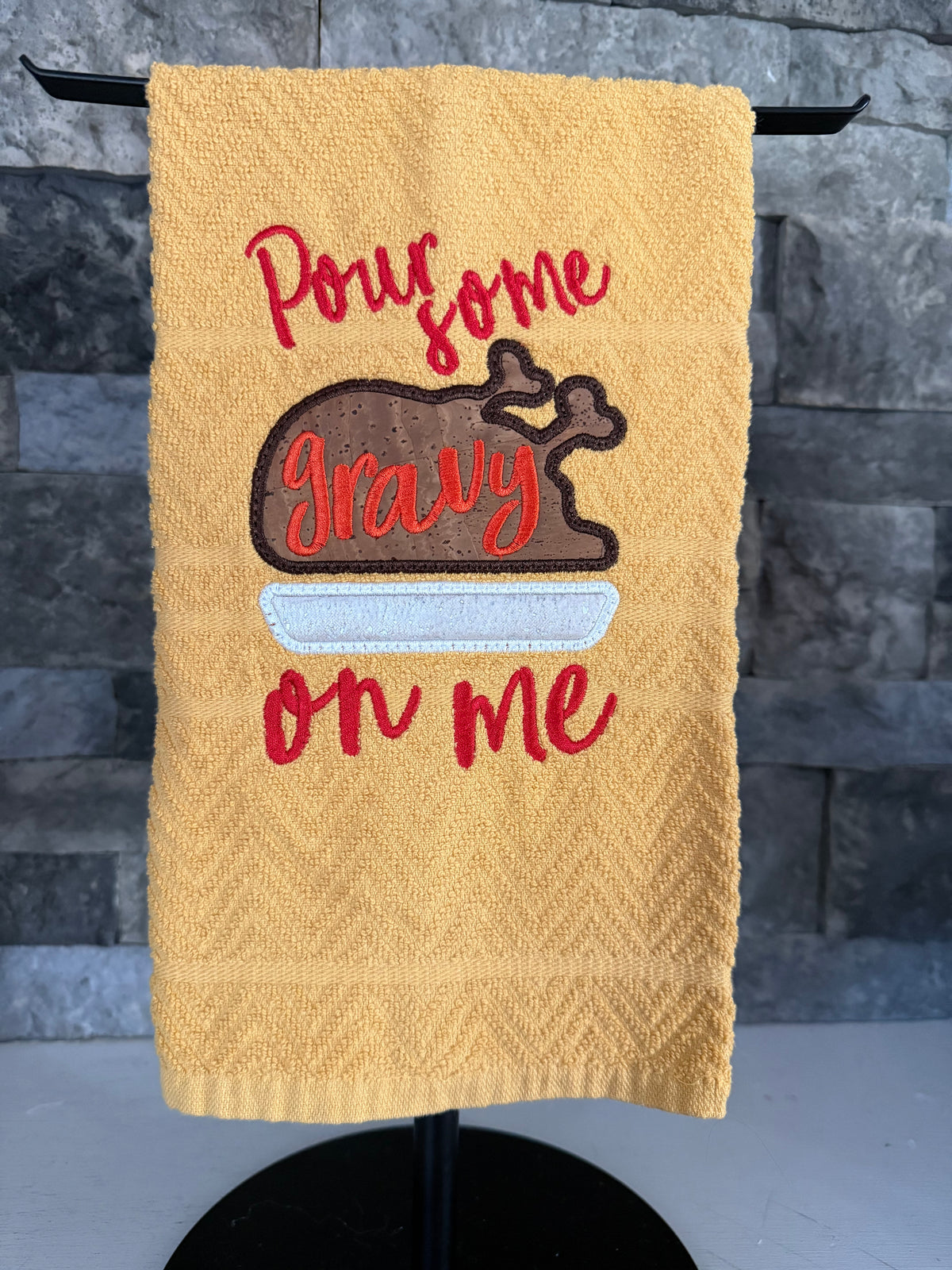 Pour Some Gravy on Me Embroidered Towel - Holiday Family Towel