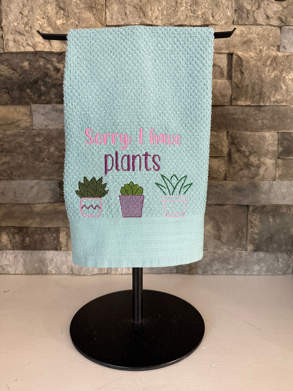 Sorry, I have Plants - Embroidered Towel
