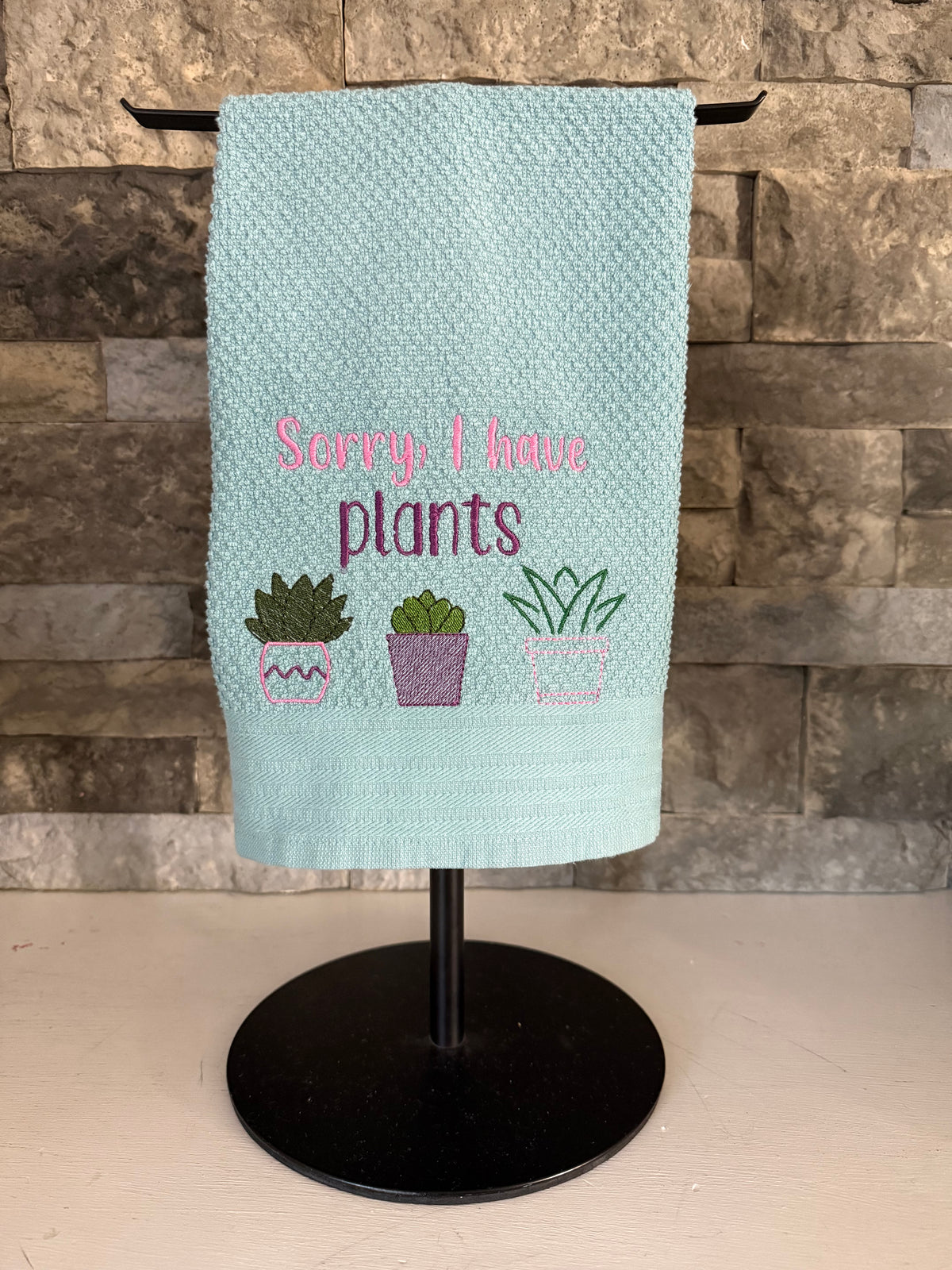 Sorry, I have Plants - Embroidered Towel