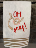 Oh Snap! Wishbone Thanksgiving Embroidered Towel - Holiday Family Towel