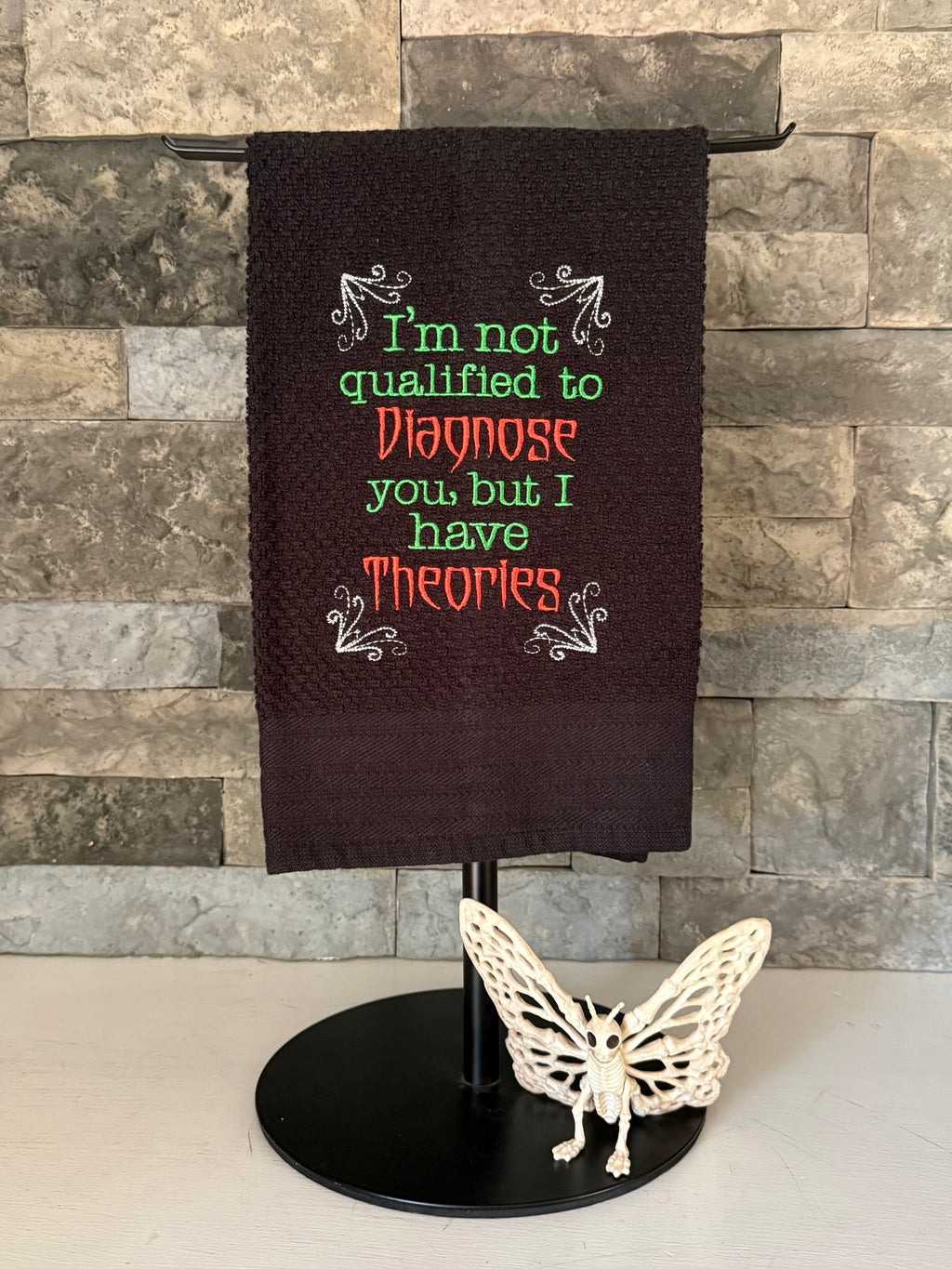 Diagnose Theories Embroidered Towel