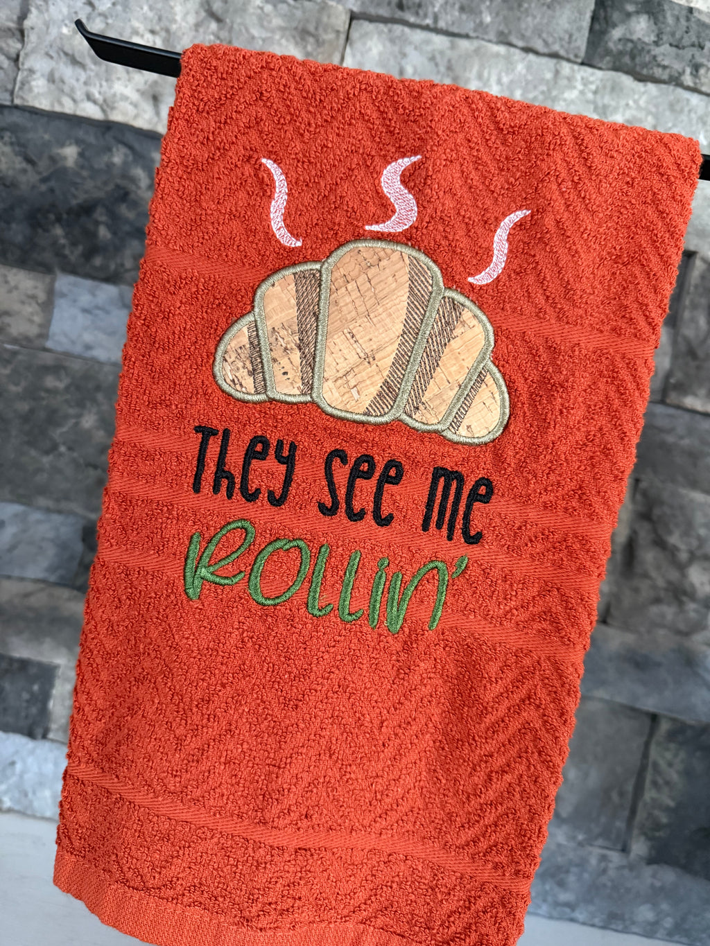 They see me Rollin’ - Funny Towel - Embroidered Towel - Holiday Towel