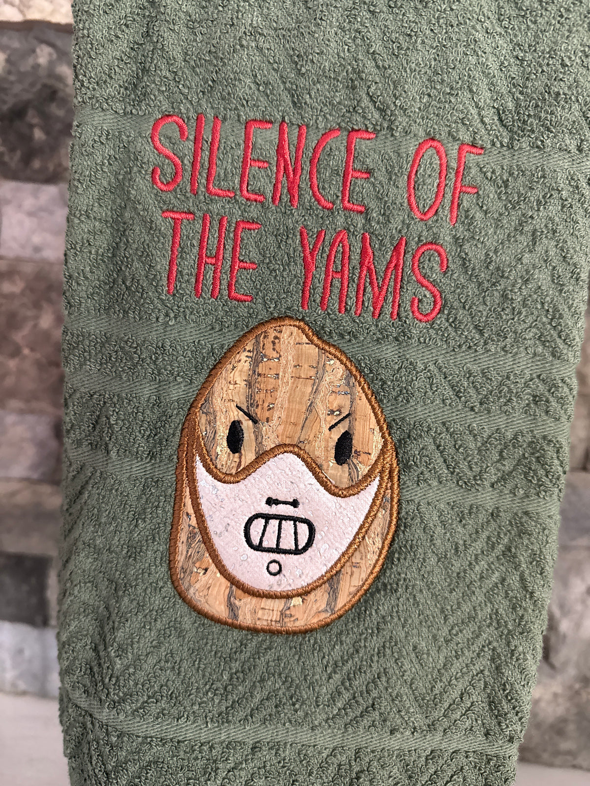 Silence of the Yams - Funny Towel - Embroidered Towel