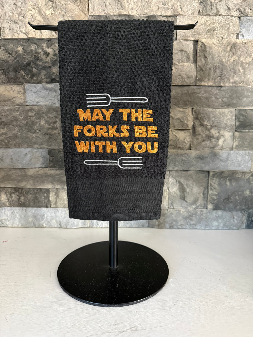May the Forks be with You Towel - punny - Embroidered Towel