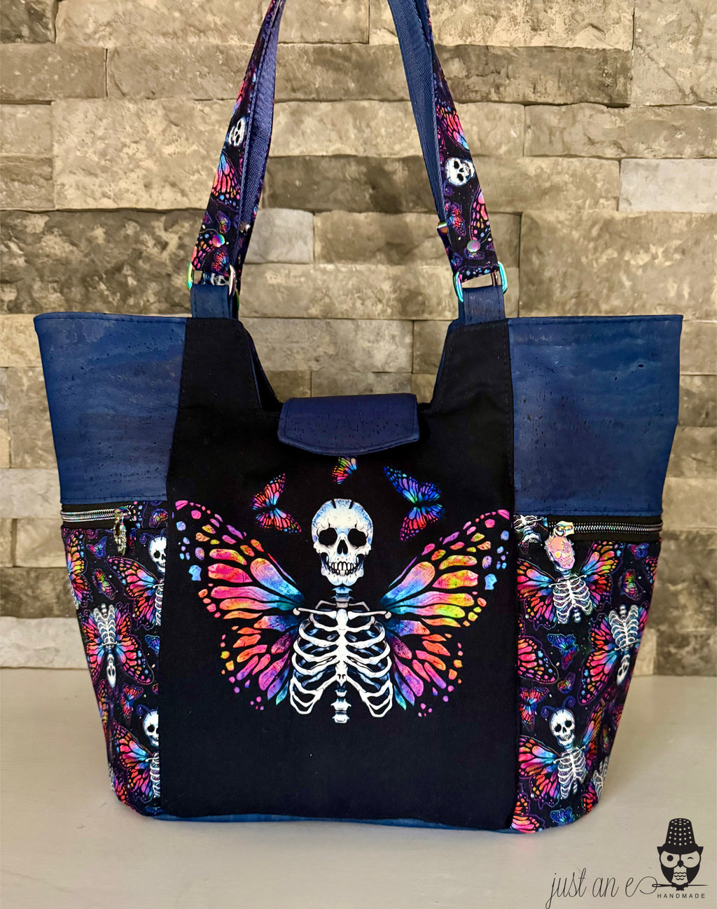 Rainbow Skeleton Butterfly Tote