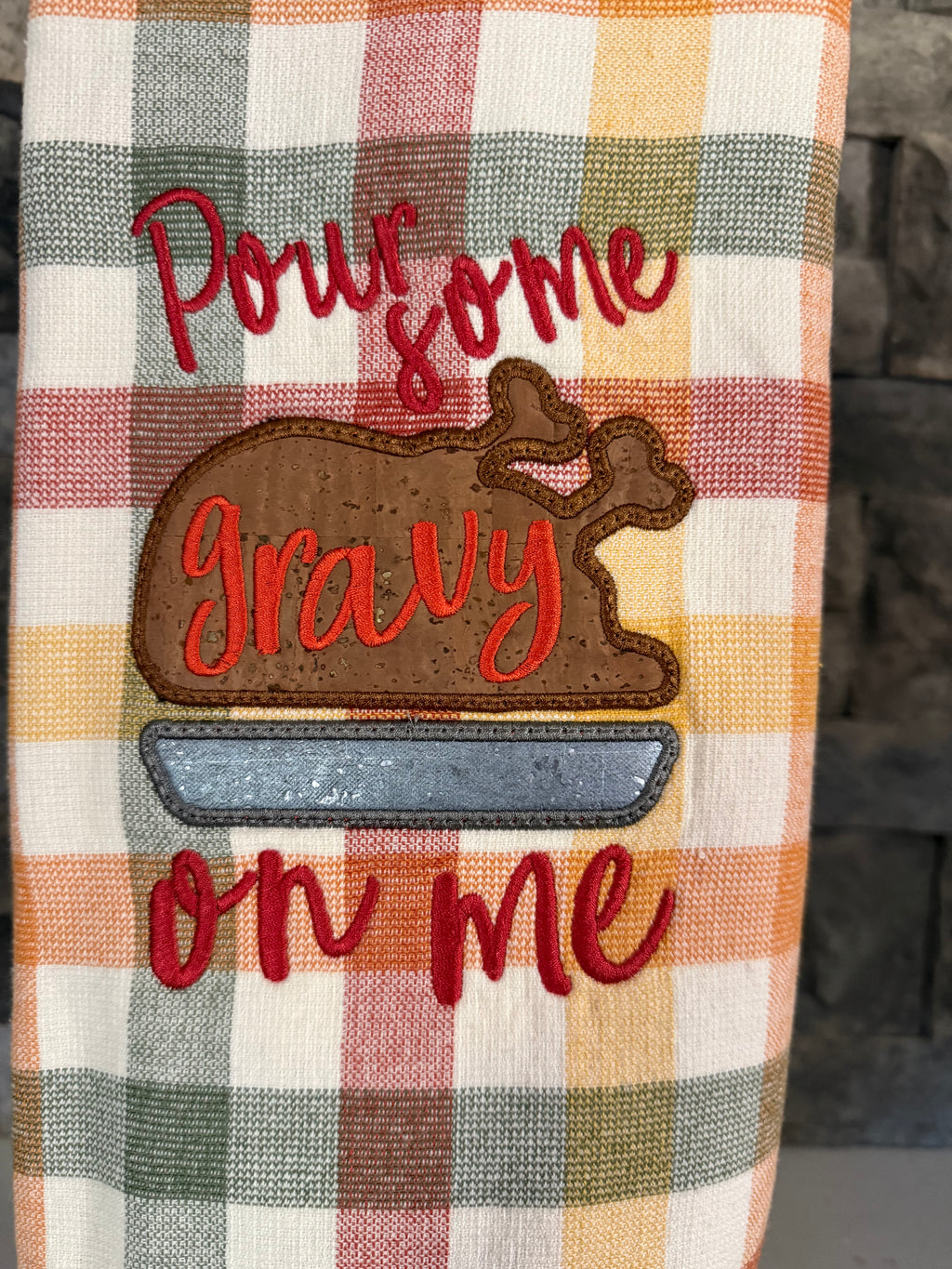 Pour Some Gravy on Me Embroidered Towel - Holiday Family Towel