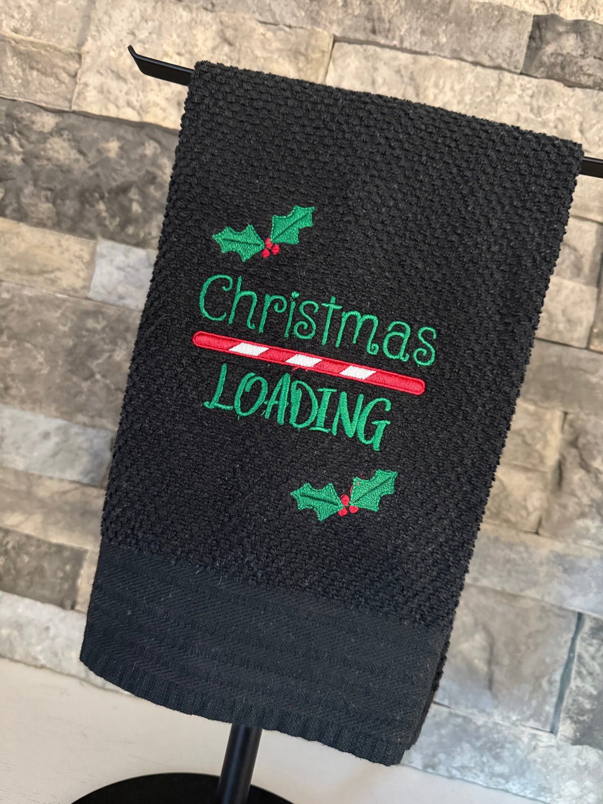 Christmas Loading Embroidered Towel