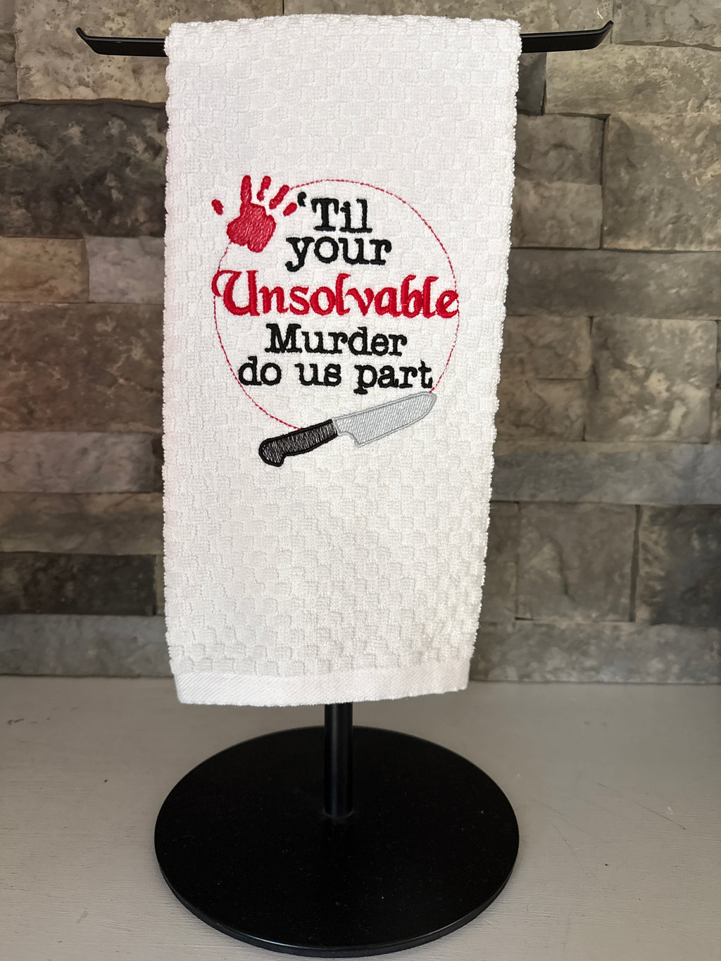 Unsolvable Murder Embroidered Towel