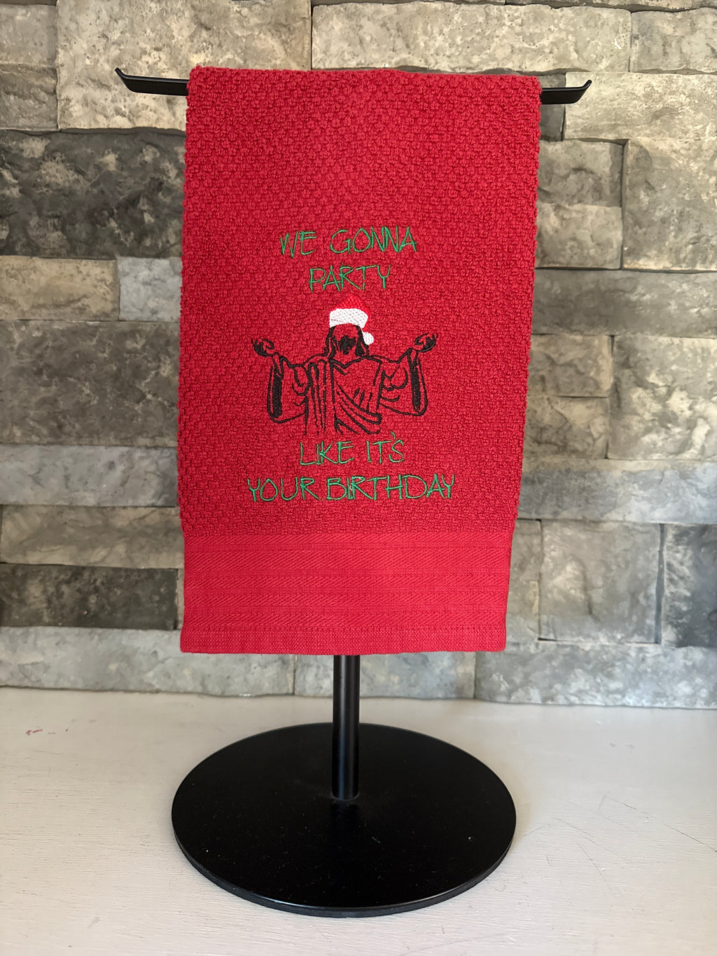 We Gonna Party Like It's Your Birthday Jesus Embroidered Towel