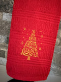 Elegant Christmas Tree Embroidered Towel