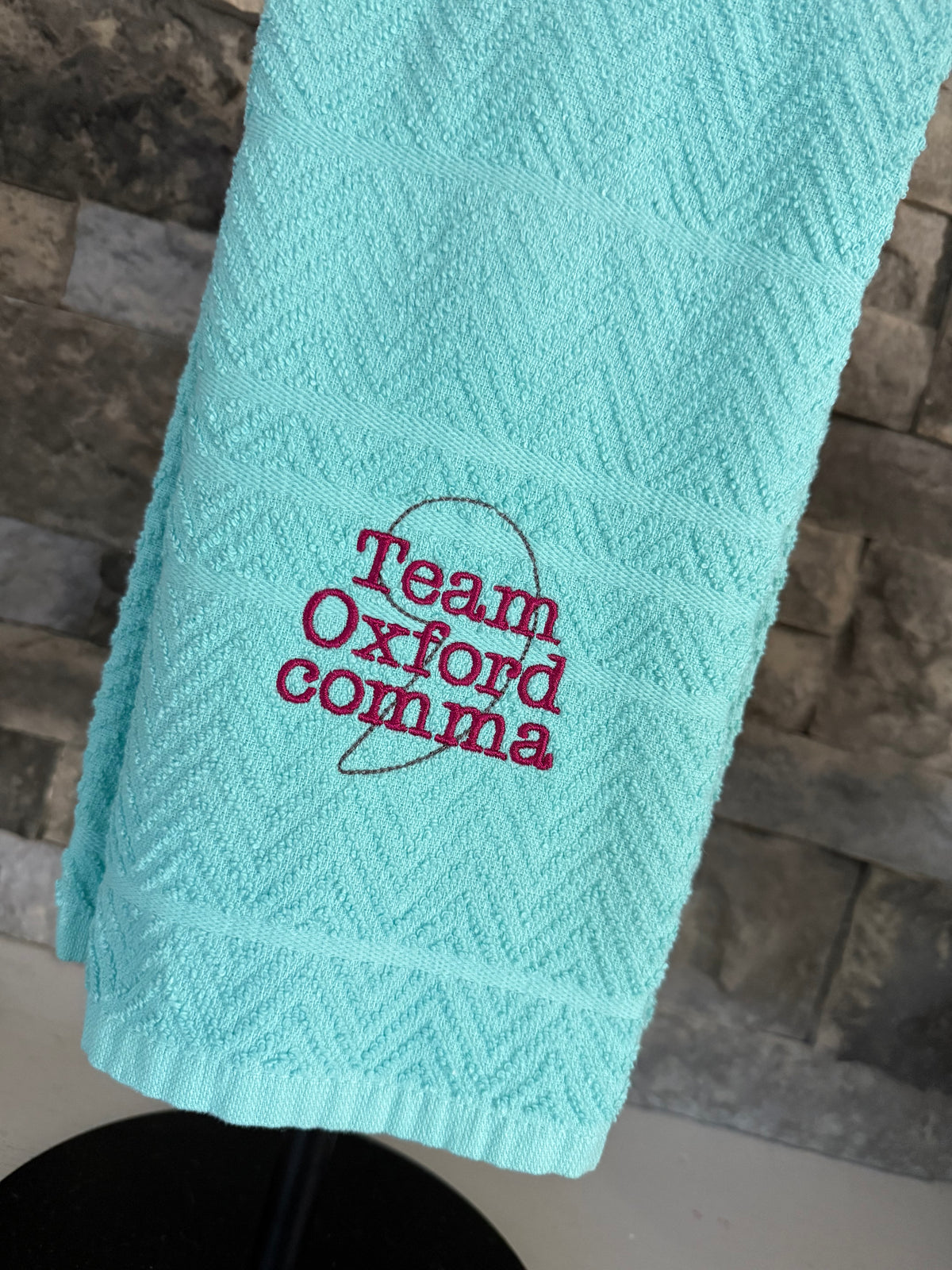 Team Oxford Comma Punctuation Towel  -  Embroidered Towel