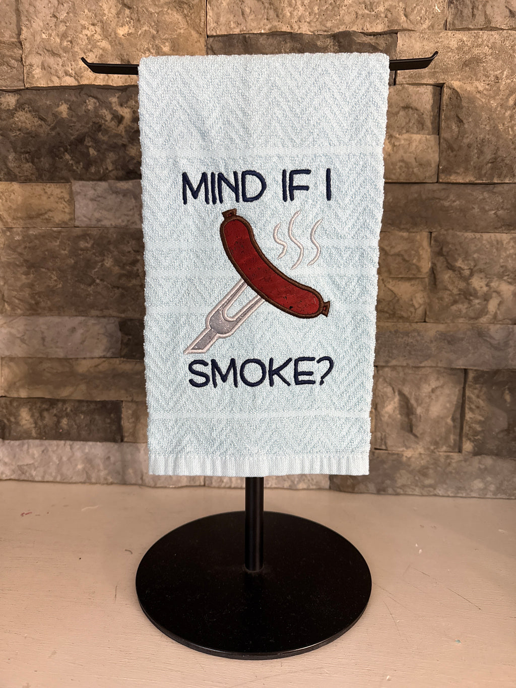 Mind if I Smoke - Funny Towel - Embroidered Towel