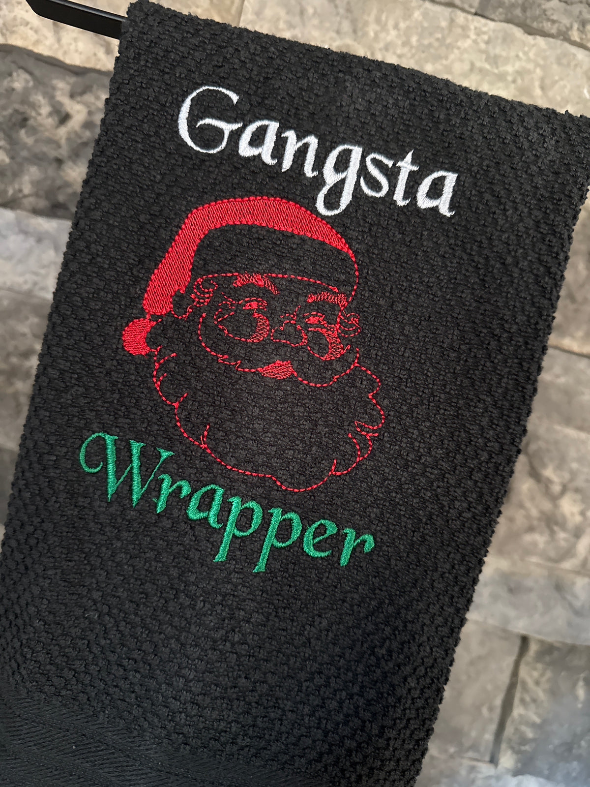 Gangsta Wrapper Santa Embroidered Towel