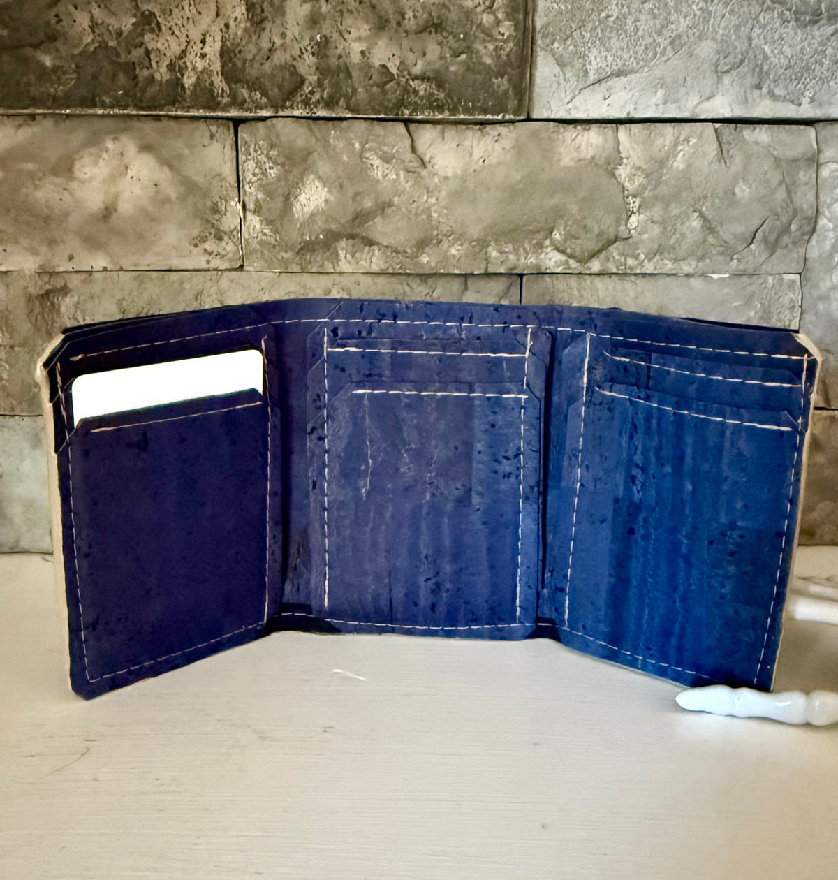 Denim Cork Trifold Wallet