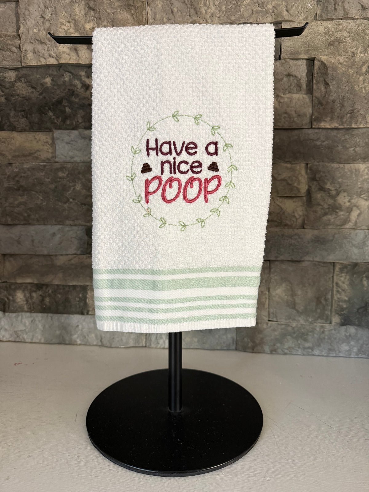 Have a Nice Poop - Embroidered Towel - Bathroom Hand Towel