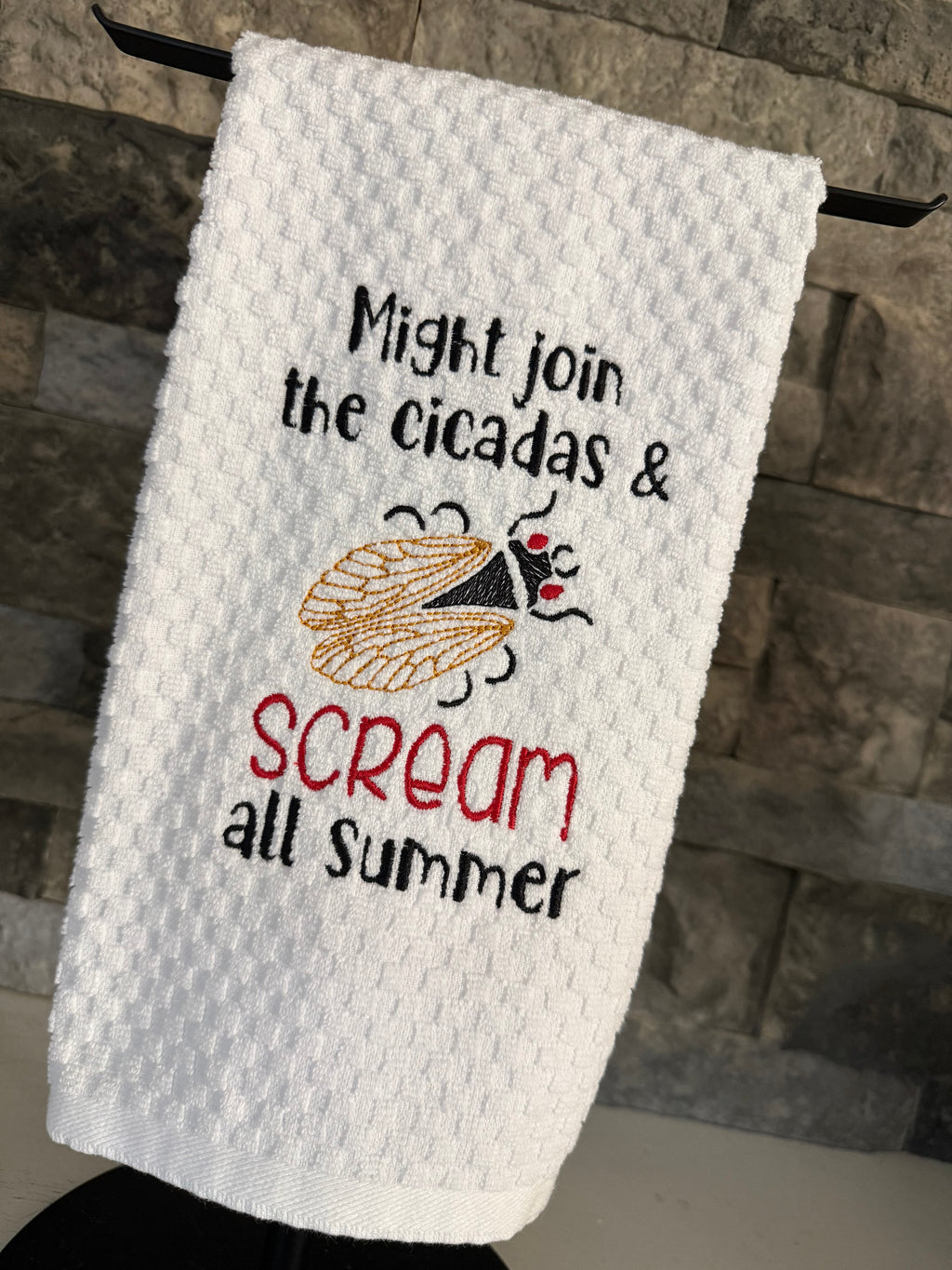 Let’s Scream - Cicada - Embroidered Towel