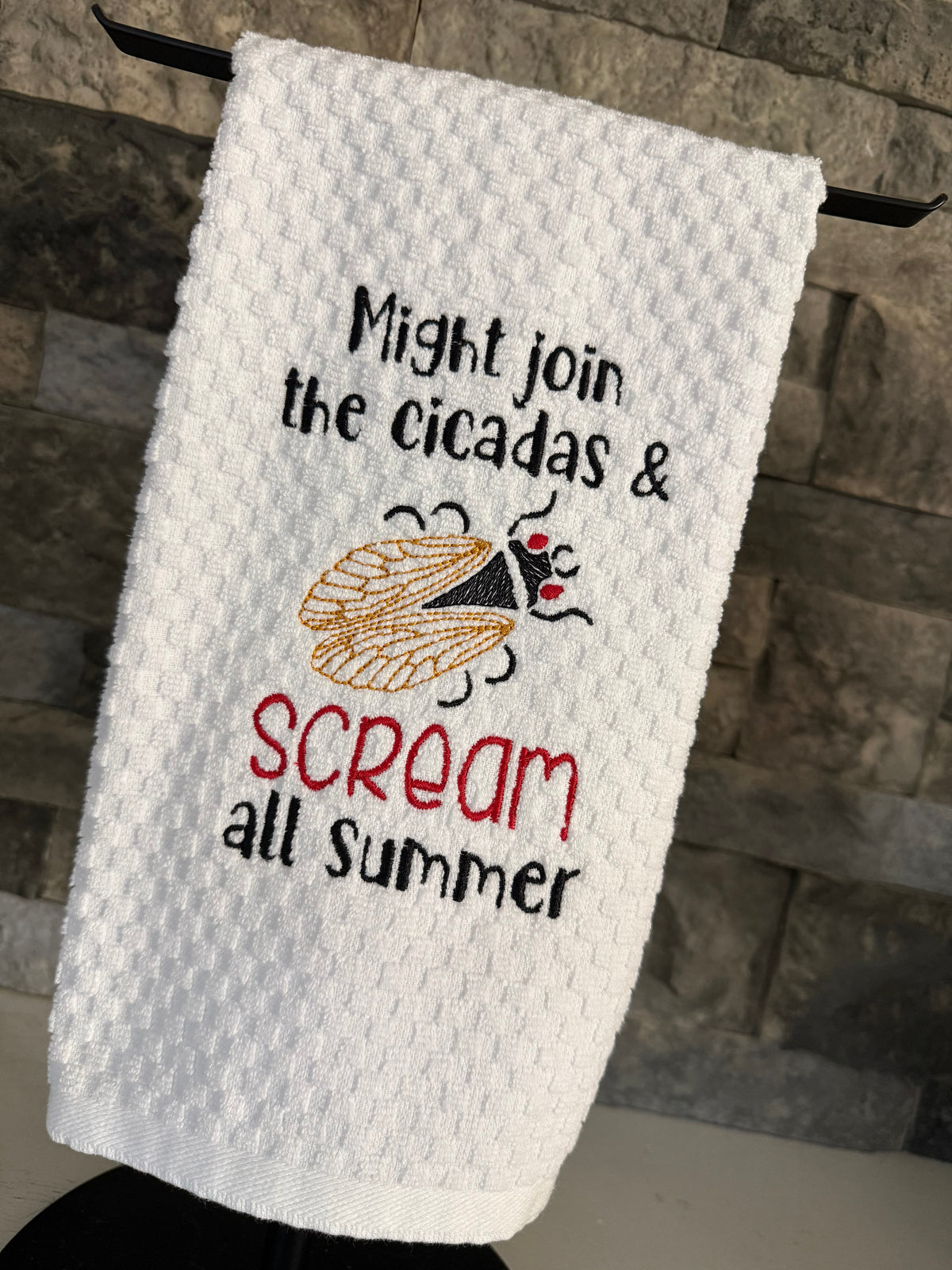 Let’s Scream - Cicada - Embroidered Towel