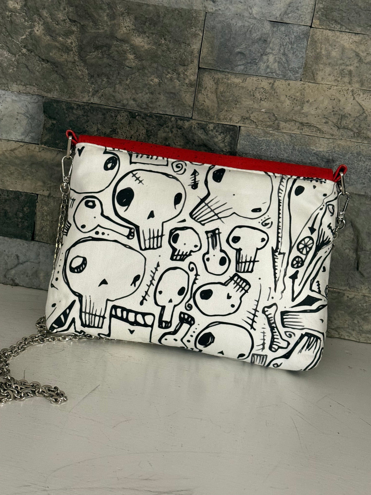 The Rots Skull Print Bag - Cork and Cotton Shoulder Bag