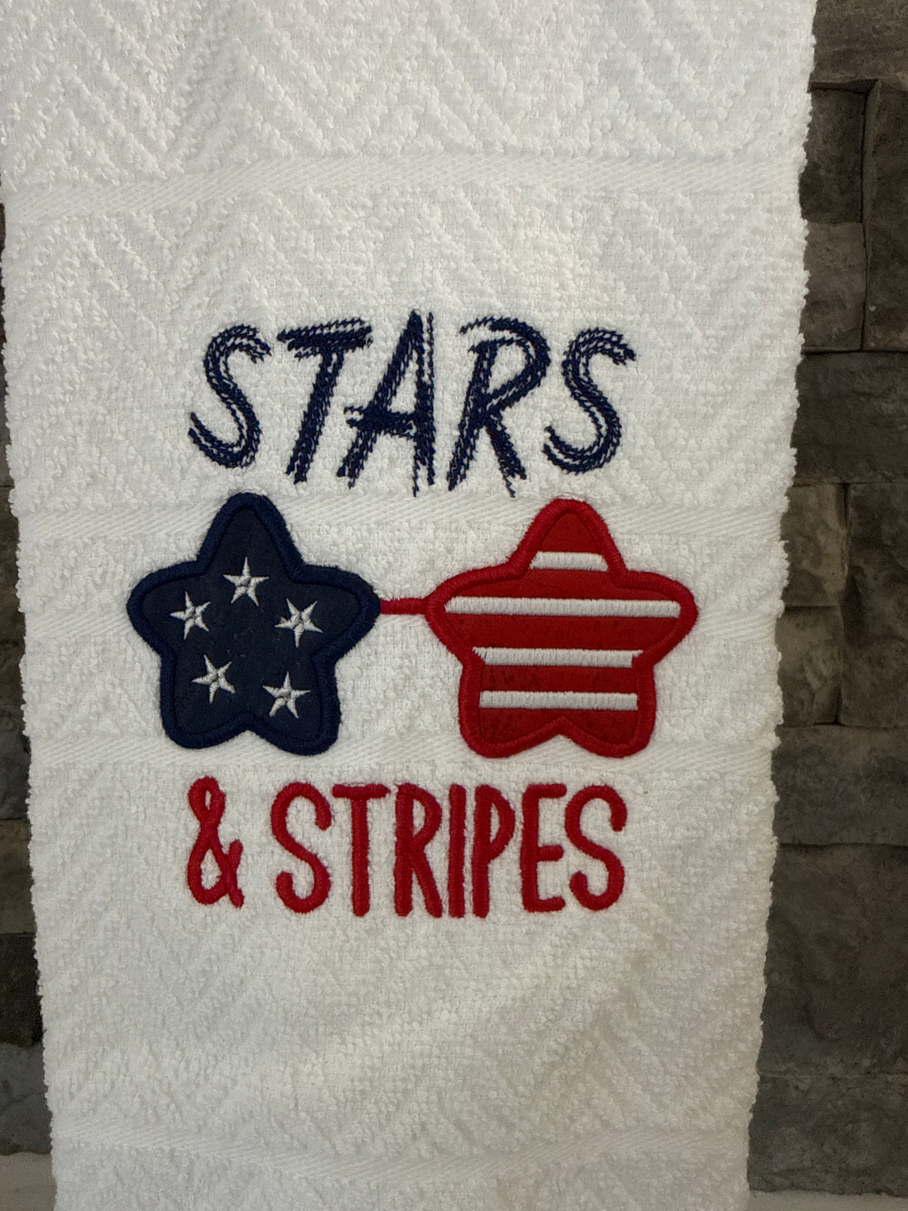 Stars and Stripes Embroidered Towel