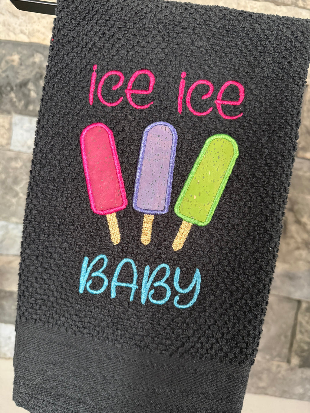 Ice, Ice, Baby - Popsicle Embroidered Towel