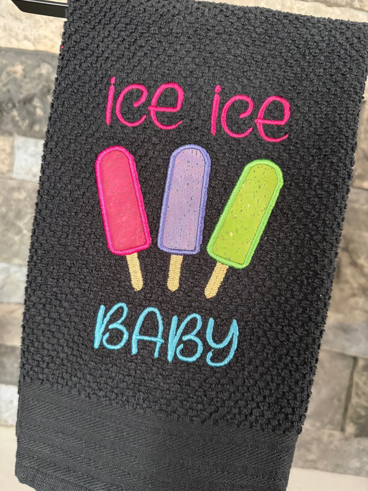 Ice, Ice, Baby - Popsicle Embroidered Towel