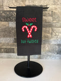 Sweet but Twisted Candy Cane Embroidered Towel