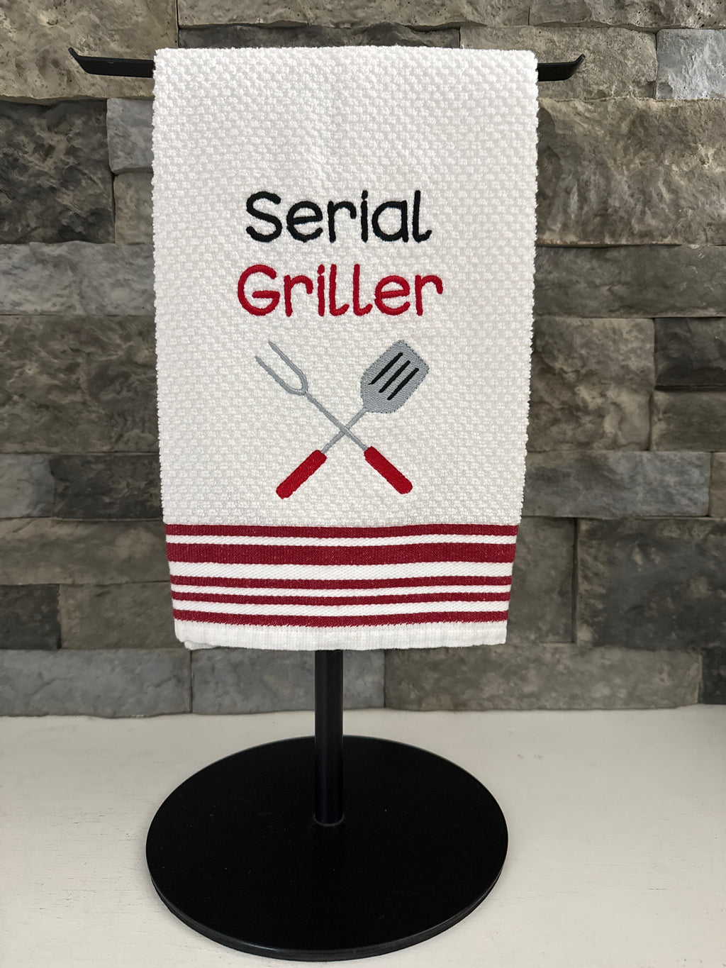 Serial Griller embroidered hand towel