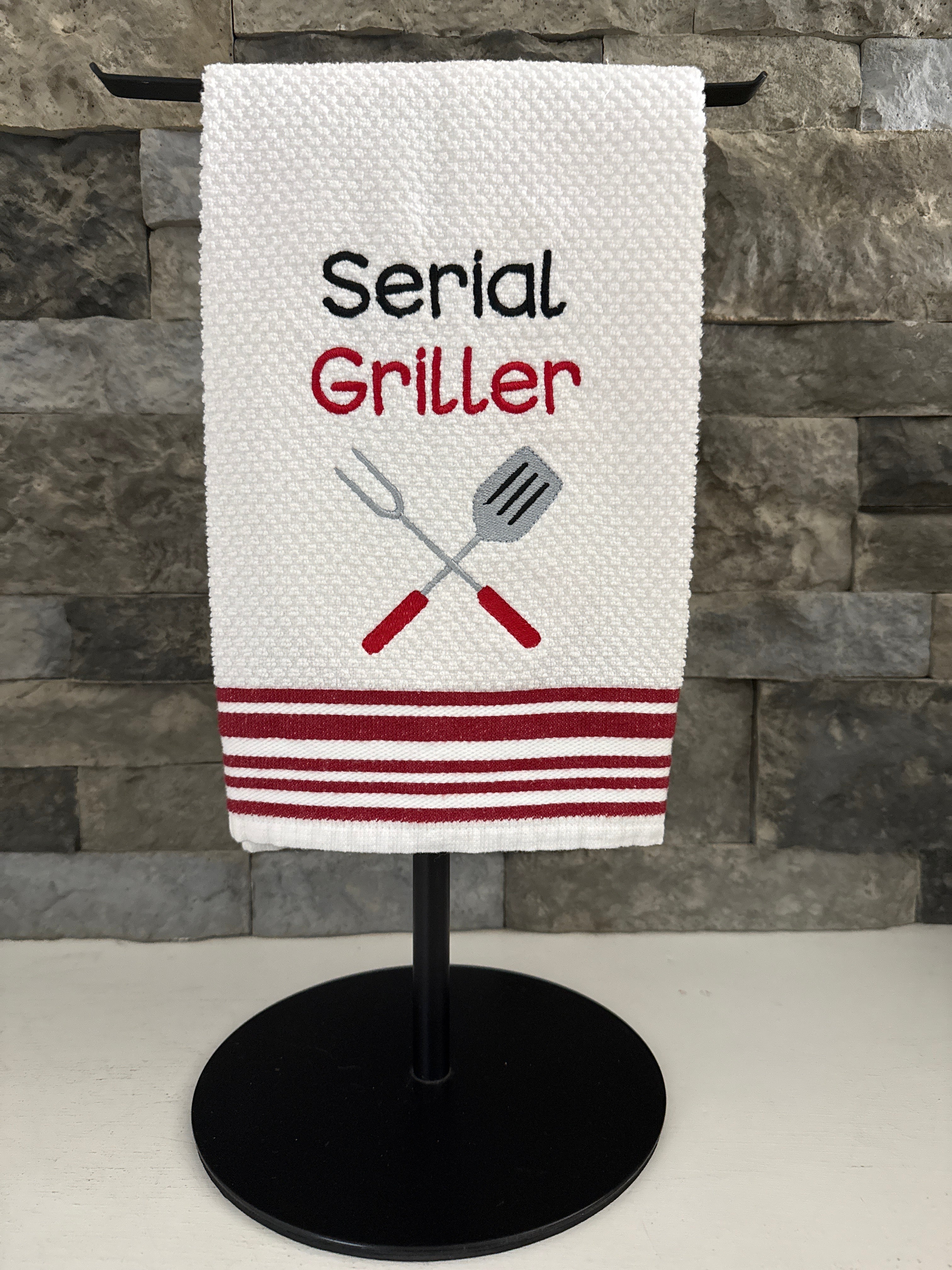 Serial Griller embroidered hand towel