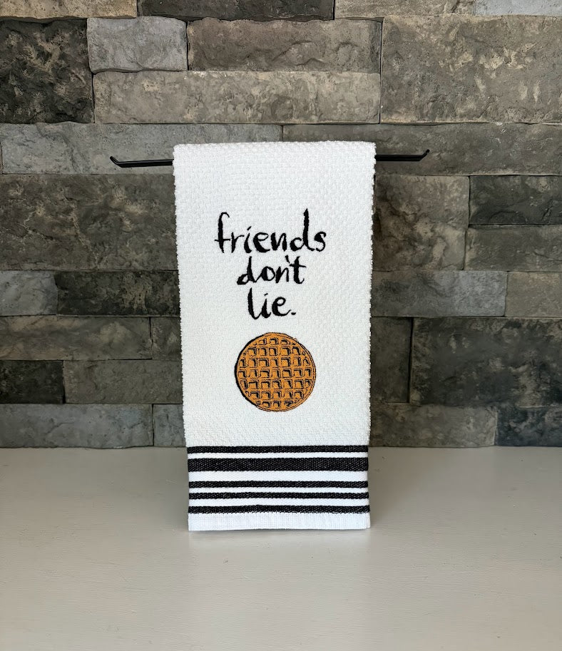 Friends Don't Lie and Eggo Waffle - Stranger Things-Inspired Towel - Embroidered Towel