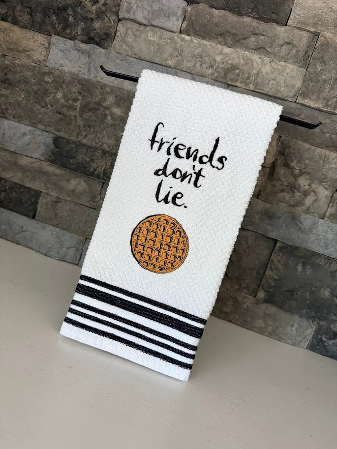Friends Don't Lie and Eggo Waffle - Stranger Things-Inspired Towel - Embroidered Towel