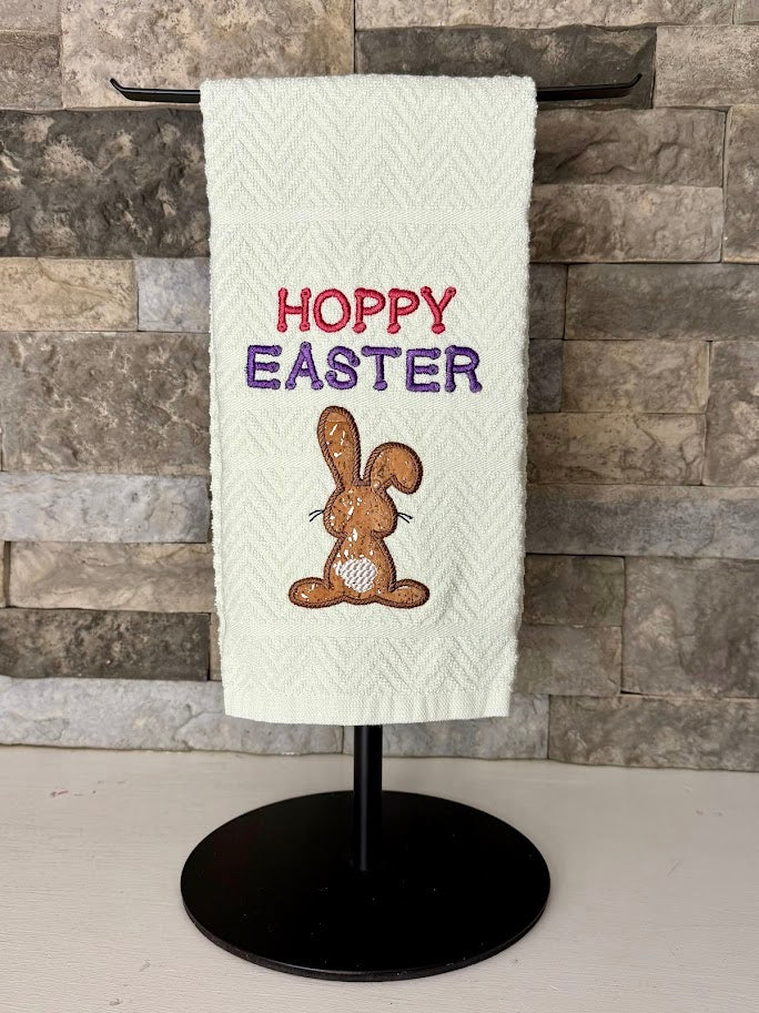 Hoppy Easter Embroidered Towel