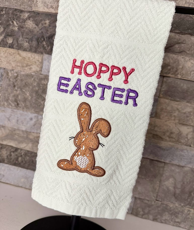 Hoppy Easter Embroidered Towel