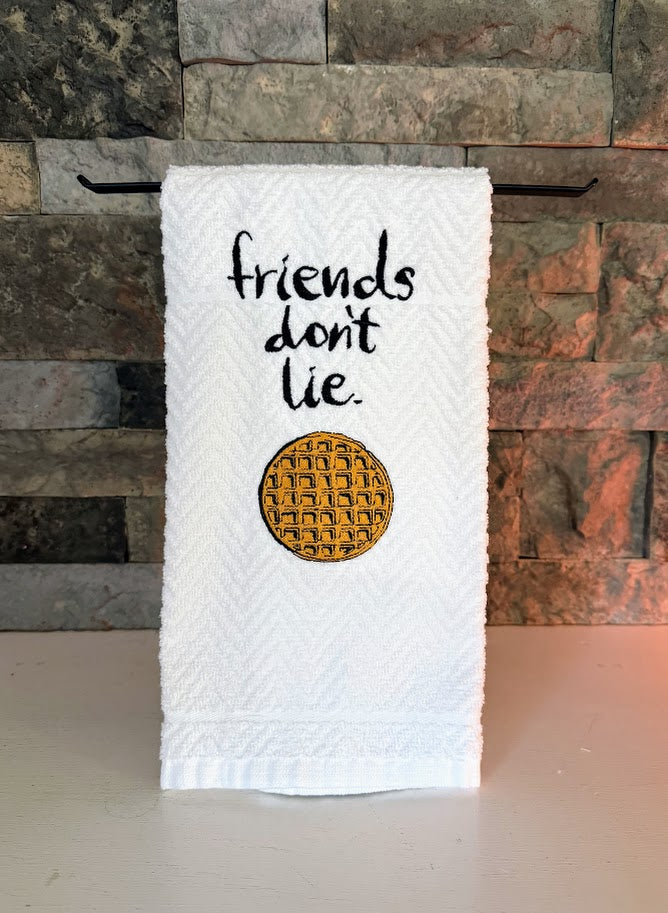 Friends Don't Lie and Eggo Waffle - Stranger Things-Inspired Towel - Embroidered Towel