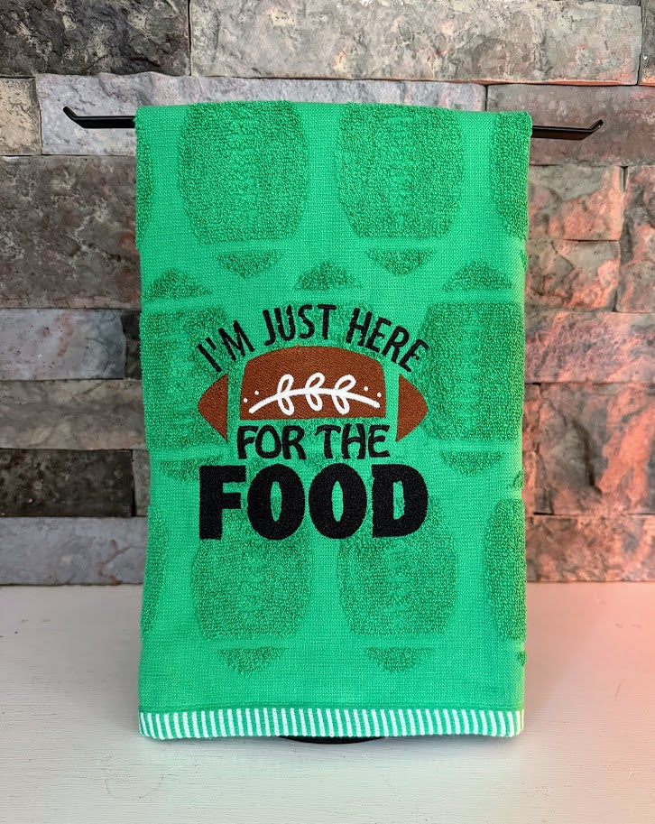 I'm Just Here for the Food Football Towel - Embroidered Towel