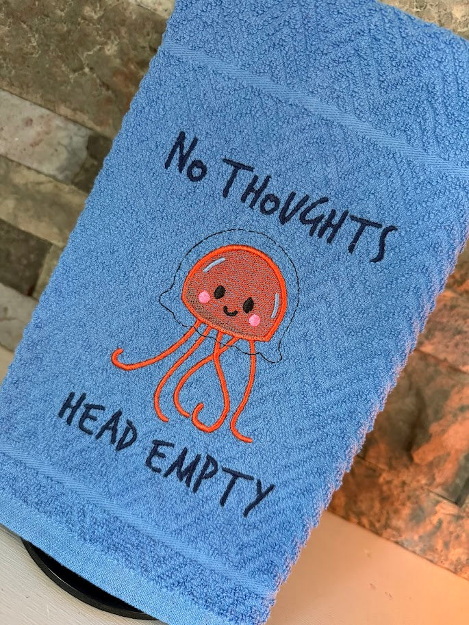 No Thoughts Head Empty Embroidered Towel