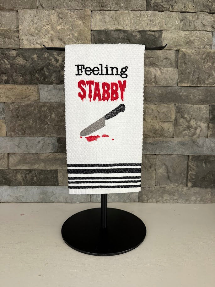 Feeling Stabby True Crime Embroidered Towel