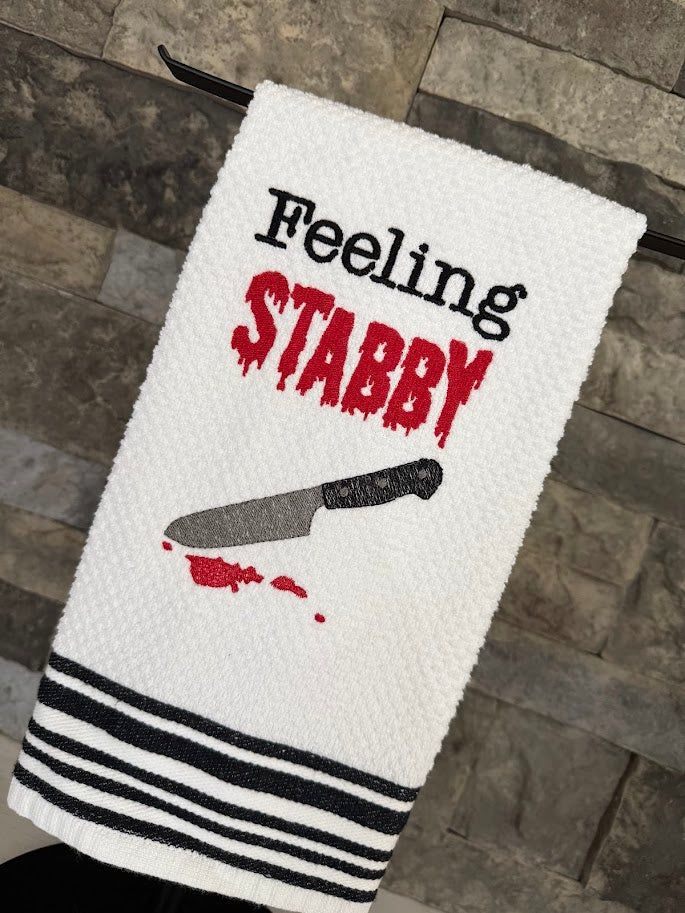 Feeling Stabby True Crime Embroidered Towel