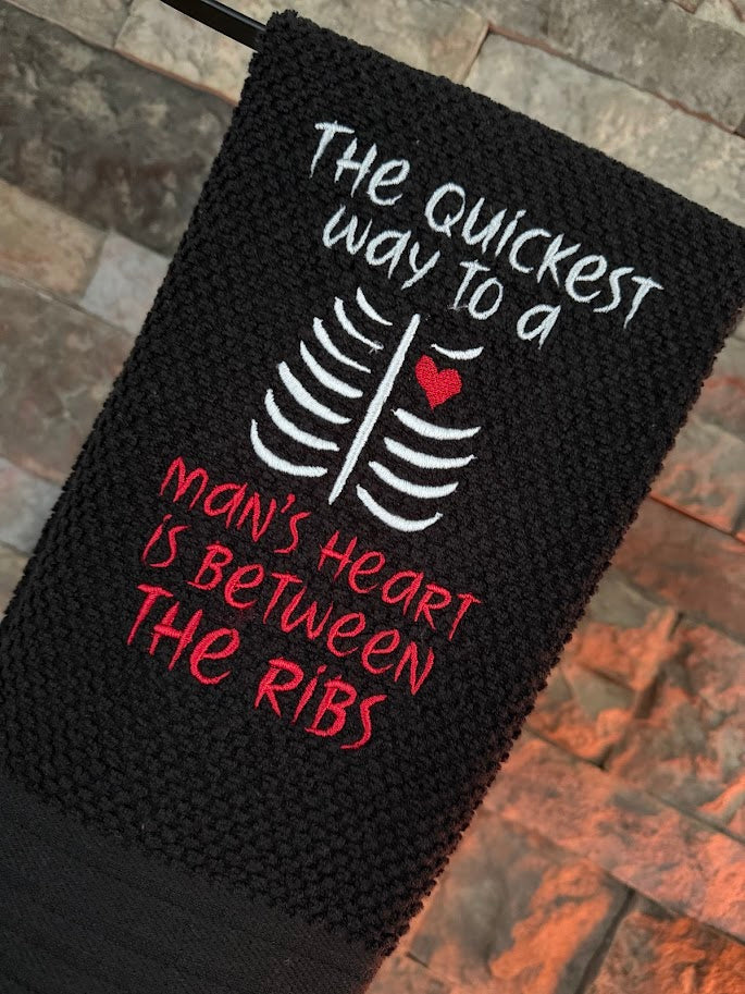 Quickest Way to a Man's Heart - Snarky Embroidered Towel