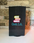 Get Lit - Stack of Books Embroidered Towel