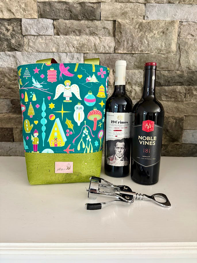 Wine Tote  - Growler Tote - Holiday Wine Tote