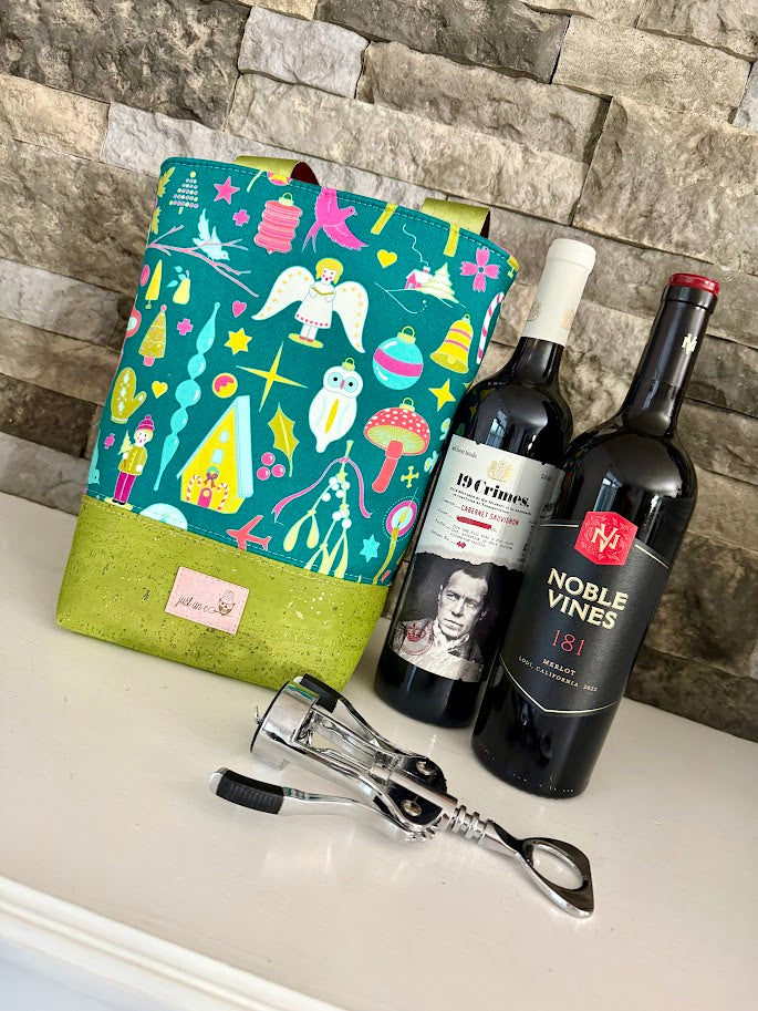 Wine Tote  - Growler Tote - Holiday Wine Tote