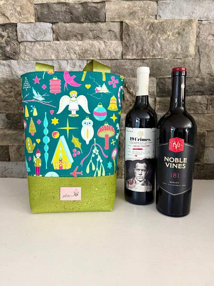 Wine Tote  - Growler Tote - Holiday Wine Tote