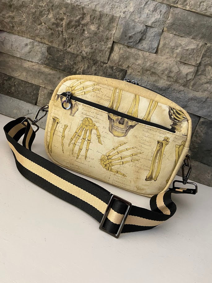 Skeletal Canvas and Cork Convertible Bag