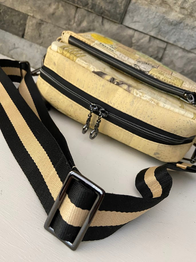 Skeletal Canvas and Cork Convertible Bag