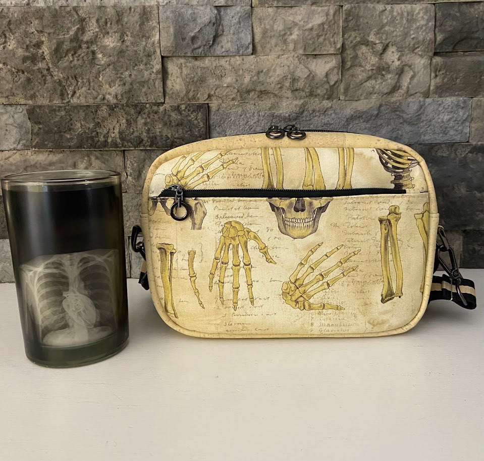 Skeletal Canvas and Cork Convertible Bag