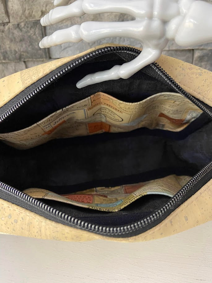 Skeletal Canvas and Cork Convertible Bag