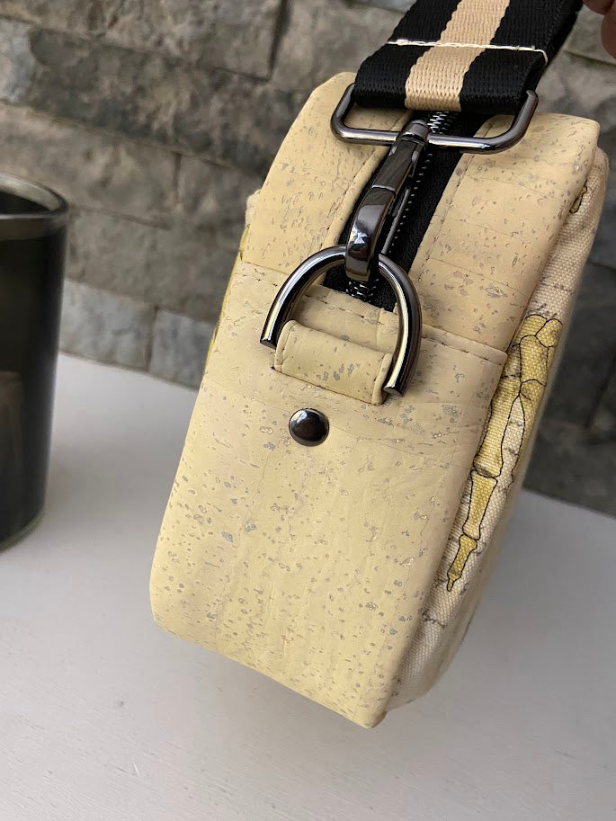 Skeletal Canvas and Cork Convertible Bag