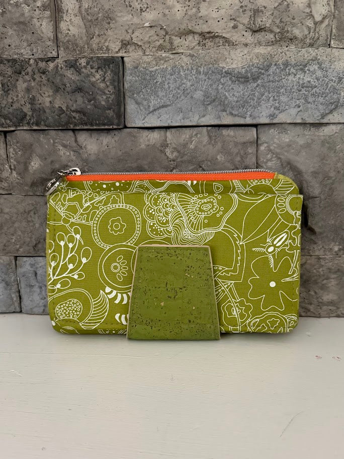 Green Floral Wallet Clutch
