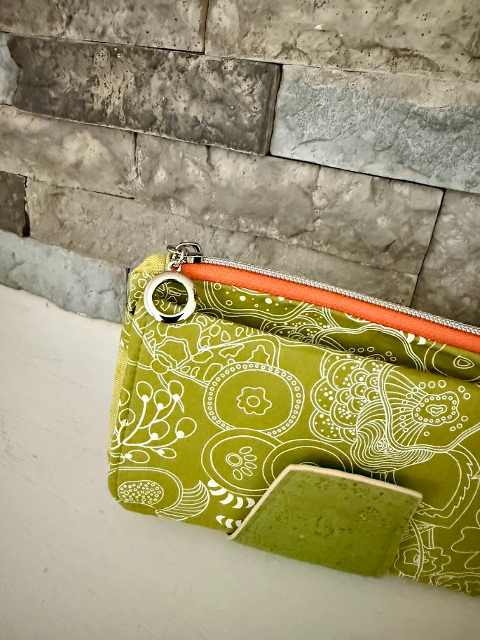 Green Floral Wallet Clutch