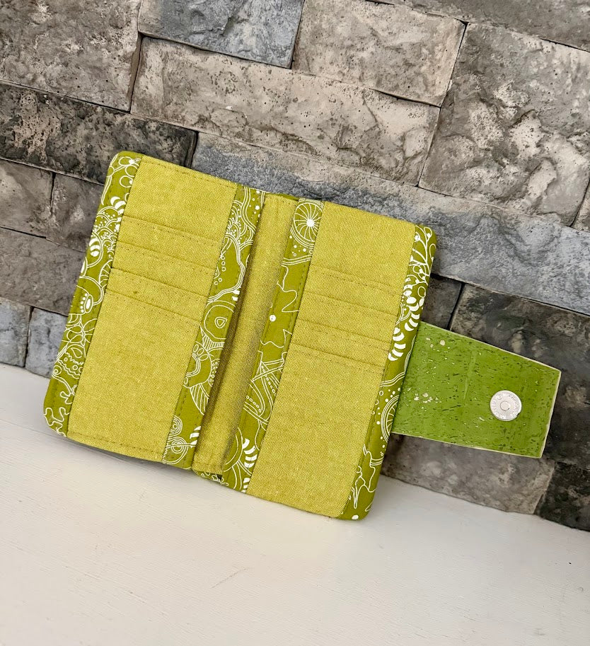 Green Floral Wallet Clutch